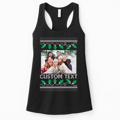 Family Ugly Christmas Sweater Design Custom Photo Text Womens Tank Top