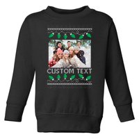 Family Ugly Christmas Sweater Design Custom Photo Text Toddler Sweatshirt