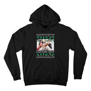 Family Ugly Christmas Sweater Design Custom Photo Text Tall Hoodie