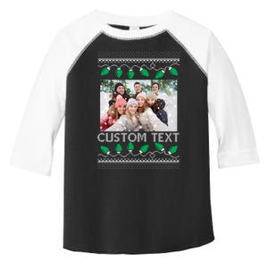 Family Ugly Christmas Sweater Design Custom Photo Text Toddler Fine Jersey T-Shirt