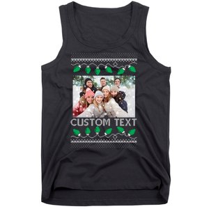 Family Ugly Christmas Sweater Design Custom Photo Text Tank Top