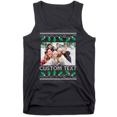 Family Ugly Christmas Sweater Design Custom Photo Text Tank Top