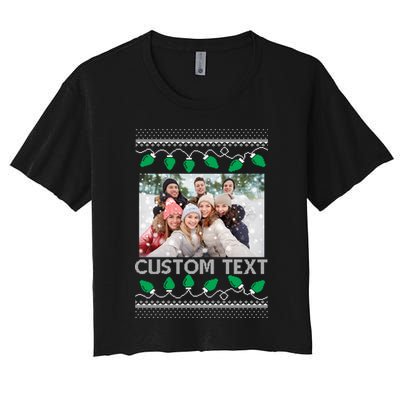 Family Ugly Christmas Sweater Design Custom Photo Text Crop Top
