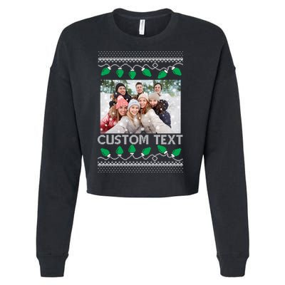 Family Ugly Christmas Sweater Design Custom Photo Text Cropped Pullover Crew