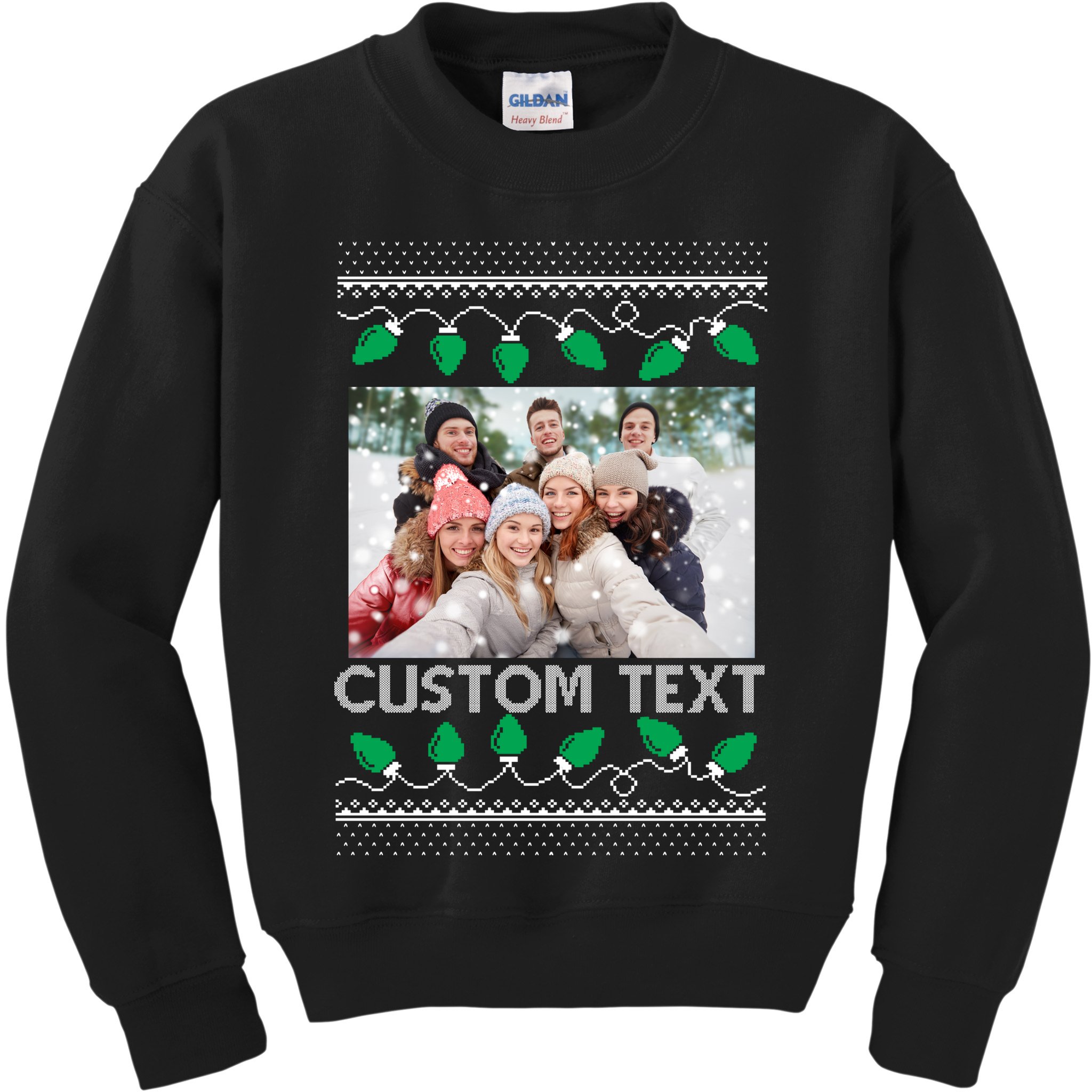 Family Ugly Christmas Sweater Design Custom Photo Text Kids Sweatshirt