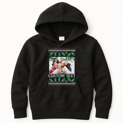 Family Ugly Christmas Sweater Design Custom Photo Text Kids Hoodie