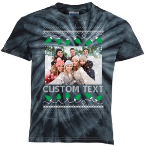 Family Ugly Christmas Sweater Design Custom Photo Text Kids Tie-Dye T-Shirt