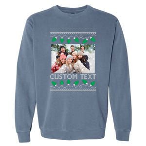 Family Ugly Christmas Sweater Design Custom Photo Text Garment-Dyed Sweatshirt