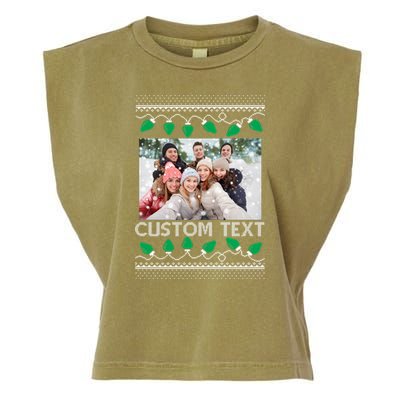 Family Ugly Christmas Sweater Design Custom Photo Text Garment-Dyed Women's Muscle Tee