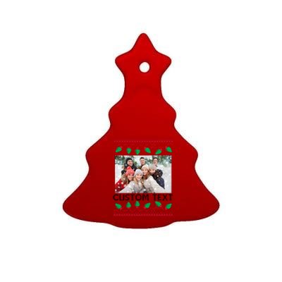 Family Ugly Christmas Sweater Design Custom Photo Text Ceramic Tree Ornament