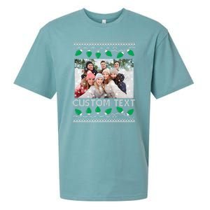 Family Ugly Christmas Sweater Design Custom Photo Text Sueded Cloud Jersey T-Shirt