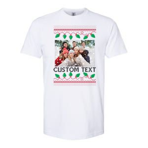 Family Ugly Christmas Sweater Design Custom Photo Text Softstyle CVC T-Shirt