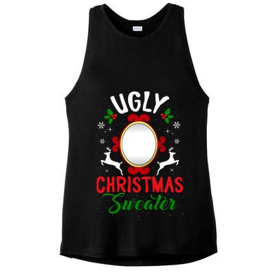 Funny Ugly Christmas Sweater With Mirror Ladies PosiCharge Tri-Blend Wicking Tank