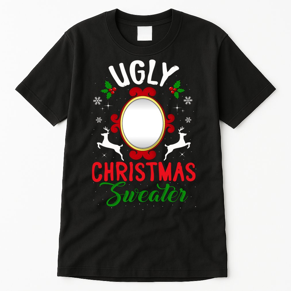 Funny Ugly Christmas Sweater With Mirror Tall T-Shirt