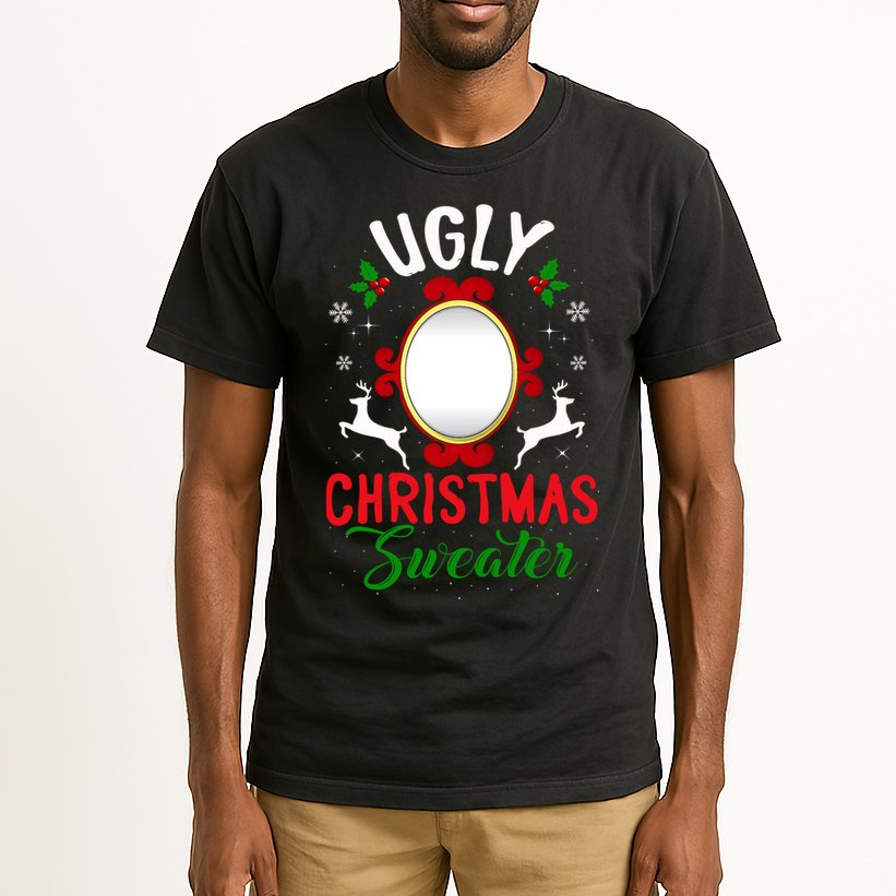 Funny Ugly Christmas Sweater With Mirror Tall T-Shirt