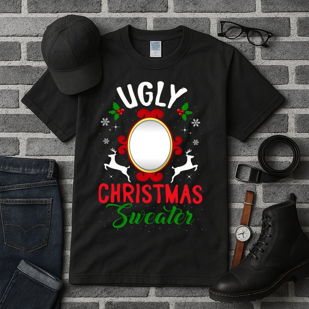 Funny Ugly Christmas Sweater With Mirror Tall T-Shirt