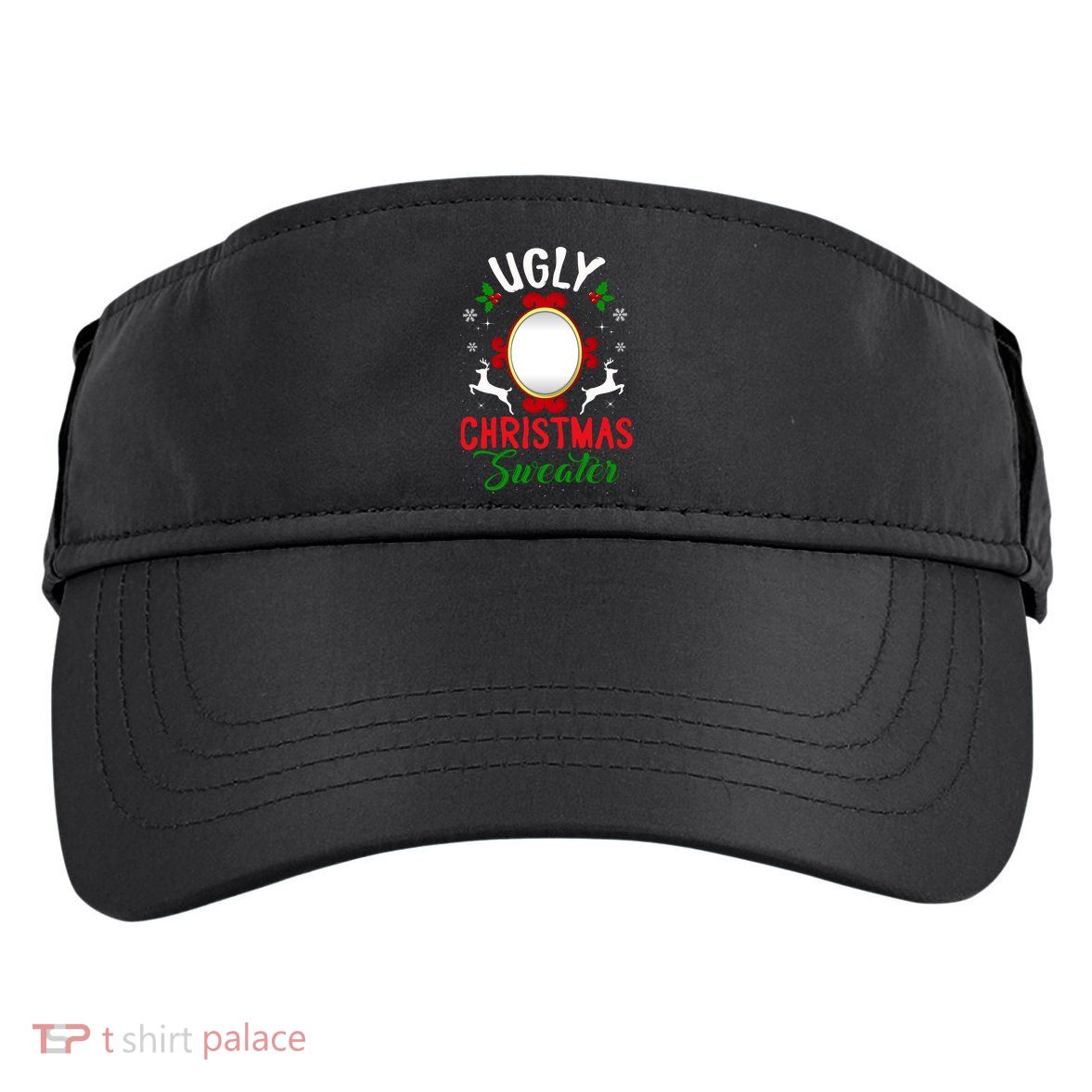 Funny Ugly Christmas Sweater With Mirror Adult Drive Performance Visor
