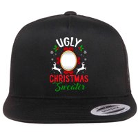 Funny Ugly Christmas Sweater With Mirror Flat Bill Trucker Hat