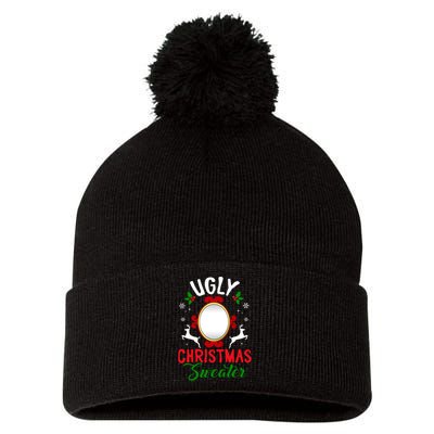 Funny Ugly Christmas Sweater With Mirror Pom Pom 12in Knit Beanie