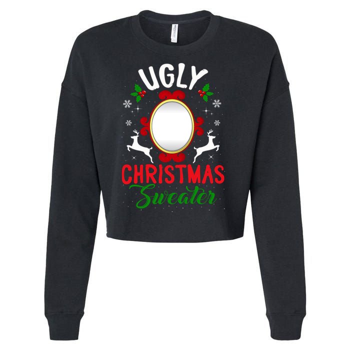 Funny Ugly Christmas Sweater With Mirror Cropped Pullover Crew
