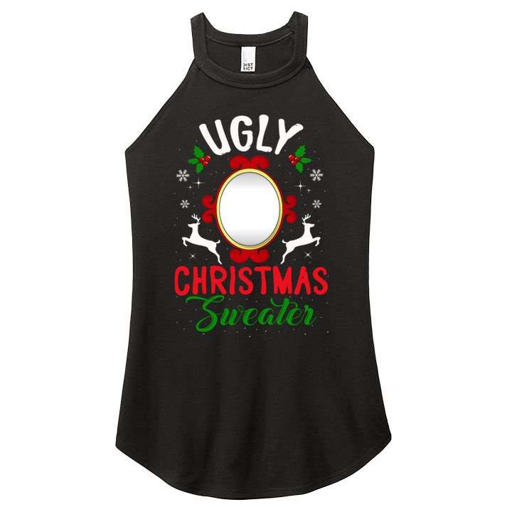 Funny Ugly Christmas Sweater With Mirror Women's Perfect Tri Rocker Tank