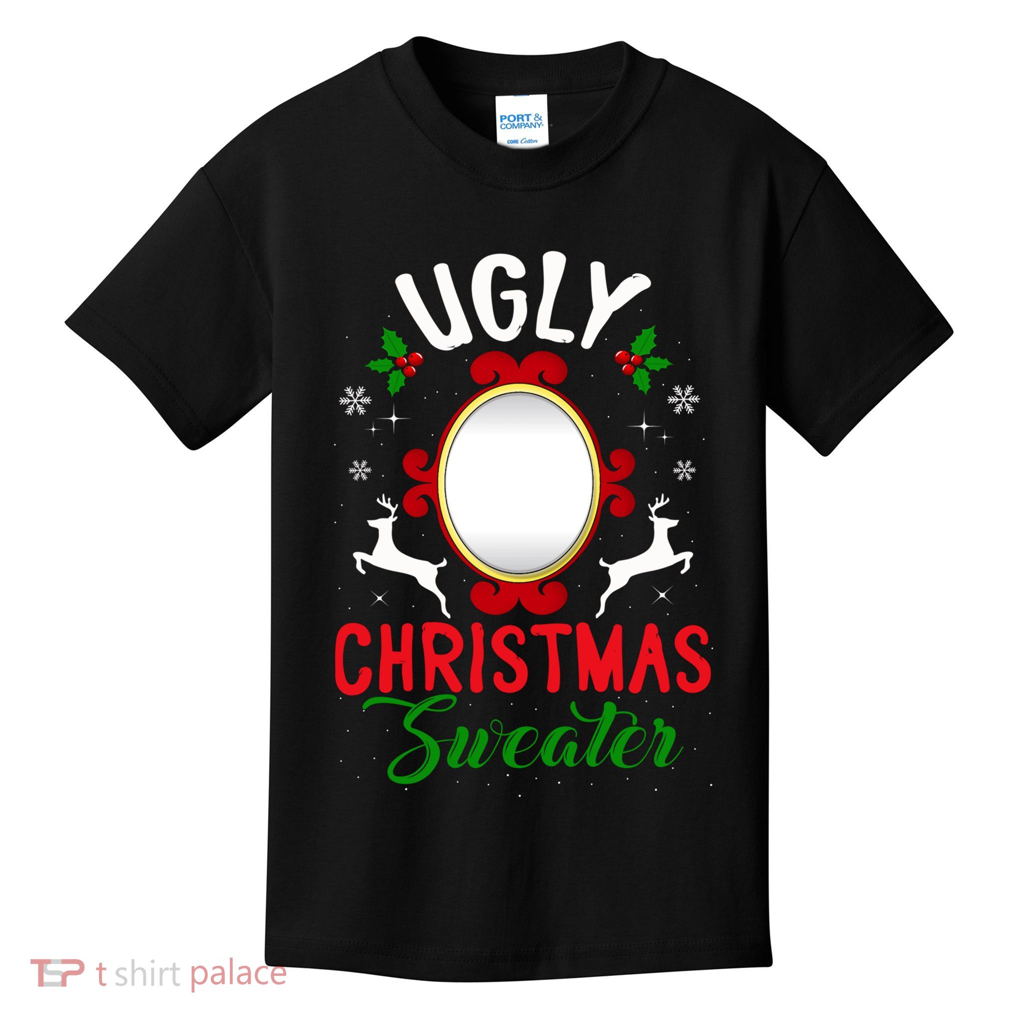 Funny Ugly Christmas Sweater With Mirror Kids T-Shirt
