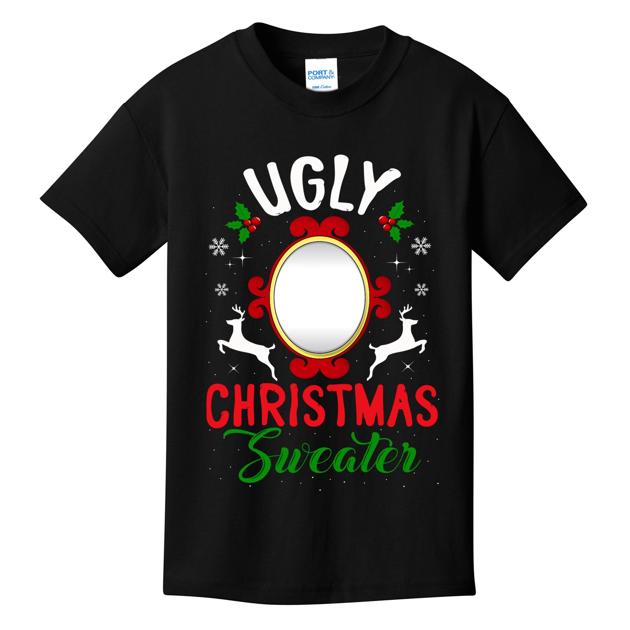Funny Ugly Christmas Sweater With Mirror Kids T-Shirt