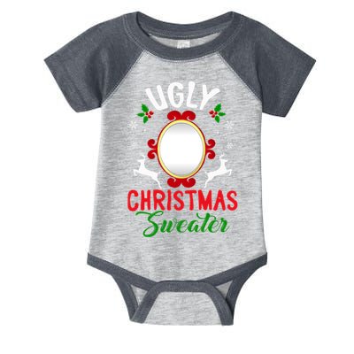 Funny Ugly Christmas Sweater With Mirror Infant Baby Jersey Bodysuit