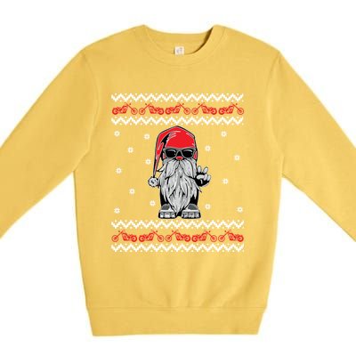 Funny Ugly Christmas Biker Gnome Motorcycle Lover Gift Xmas Gift Premium Crewneck Sweatshirt