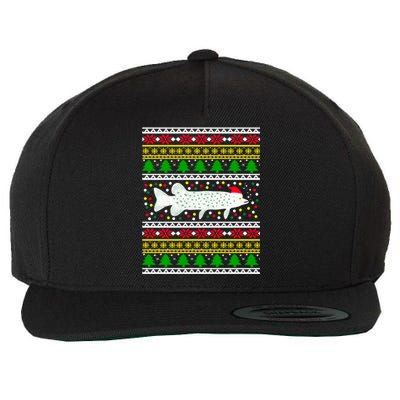 Funny Ugly Christmas Fishing Pike Xmas Fisher Pattern Cute Gift Wool Snapback Cap