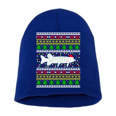 Funny Ugly Christmas Fishing Pike Xmas Fisher Pattern Cute Gift Short Acrylic Beanie