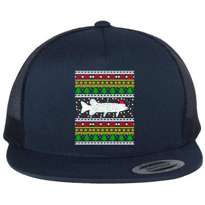 Funny Ugly Christmas Fishing Pike Xmas Fisher Pattern Cute Gift Flat Bill Trucker Hat