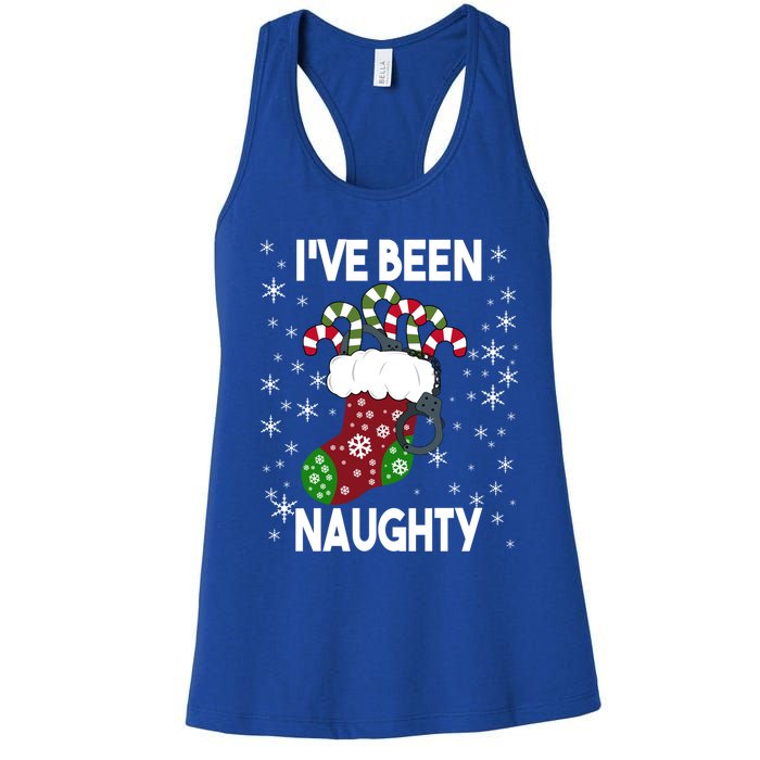 Funny Ugly Couples Christmas IVe Been Naughty Gift Women's Racerback Tank