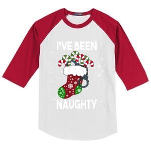 Funny Ugly Couples Christmas IVe Been Naughty Gift Kids Colorblock Raglan Jersey