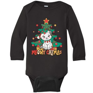 Funny Ugly Christmas Sweater Meowy Catmas Merry Catmas Girls  Baby Long Sleeve Bodysuit