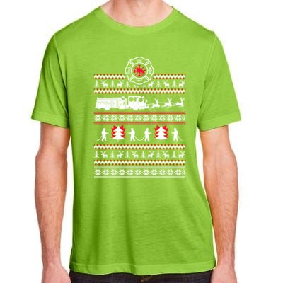 Firefighter Ugly Christmas Sweater Adult ChromaSoft Performance T-Shirt