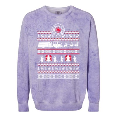 Firefighter Ugly Christmas Sweater Colorblast Crewneck Sweatshirt