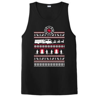 Firefighter Ugly Christmas Sweater PosiCharge Competitor Tank