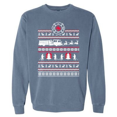 Firefighter Ugly Christmas Sweater Garment-Dyed Sweatshirt