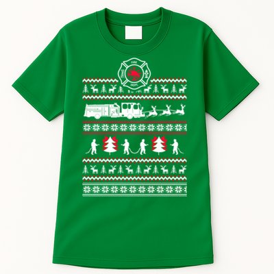 Firefighter Ugly Christmas Sweater Tall T-Shirt