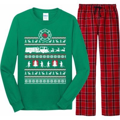 Firefighter Ugly Christmas Sweater Long Sleeve Pajama Set