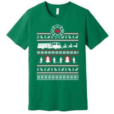 Firefighter Ugly Christmas Sweater Premium T-Shirt