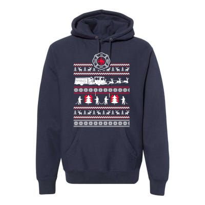 Firefighter Ugly Christmas Sweater Premium Hoodie