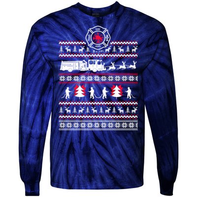 Firefighter Ugly Christmas Sweater Tie-Dye Long Sleeve Shirt