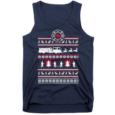 Firefighter Ugly Christmas Sweater Tank Top