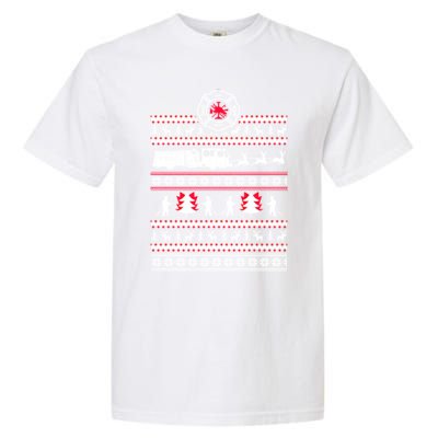 Firefighter Ugly Christmas Sweater Garment-Dyed Heavyweight T-Shirt