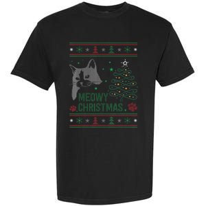 Funny Ugly Christmas Sweater Meowy Catmas Merry Catmas Xmas Garment-Dyed Heavyweight T-Shirt