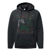 Funny Ugly Christmas Sweater Meowy Catmas Merry Catmas Xmas Performance Fleece Hoodie