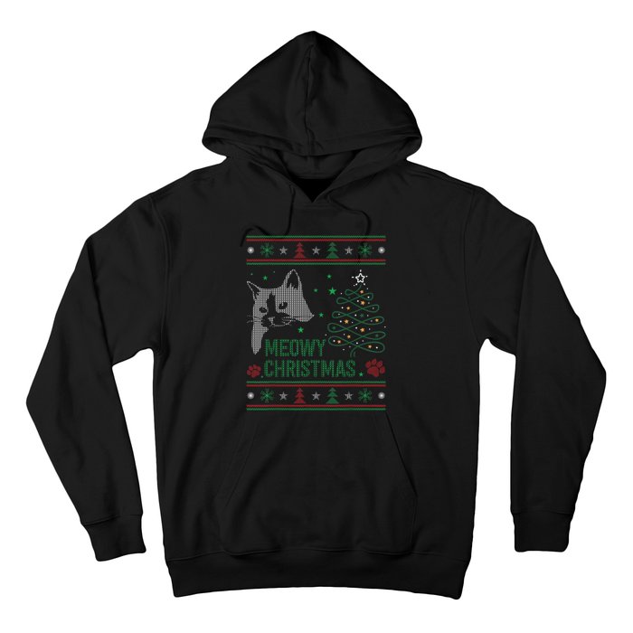 Funny Ugly Christmas Sweater Meowy Catmas Merry Catmas Xmas Hoodie