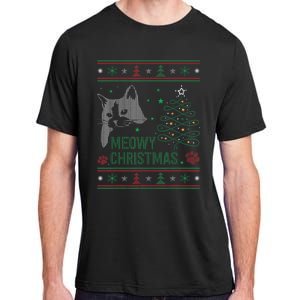 Funny Ugly Christmas Sweater Meowy Catmas Merry Catmas Xmas Adult ChromaSoft Performance T-Shirt